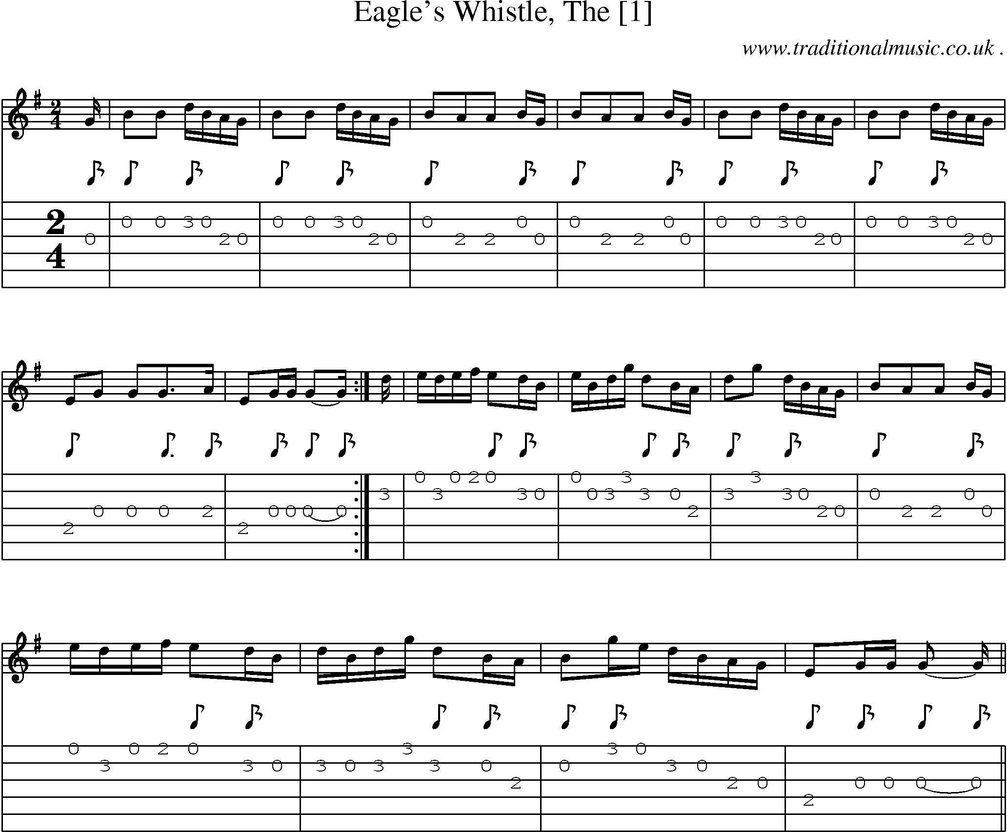 Sheet-music  score, Chords and Guitar Tabs for Eagles Whistle The [1]